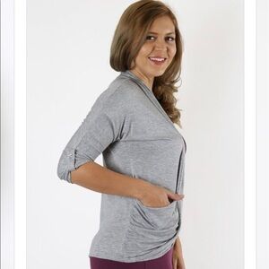 Gray Plus Size Cardigan Stretch Top